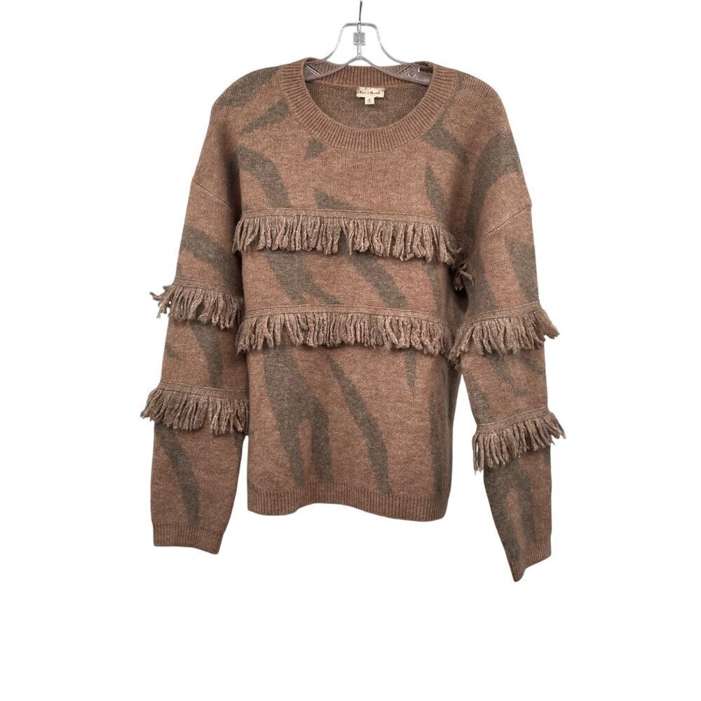Hem & Thread Womens Frayed Sweater Rosy Brown/Multi Size Medium